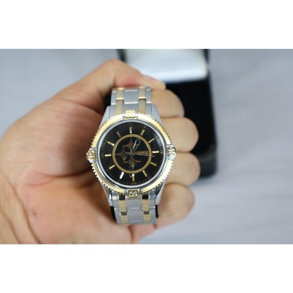 Danbury Mint NFL Watch Mens Gold Silver Stainless Steel Water Resistant 100M Box - Picture 4 of 11